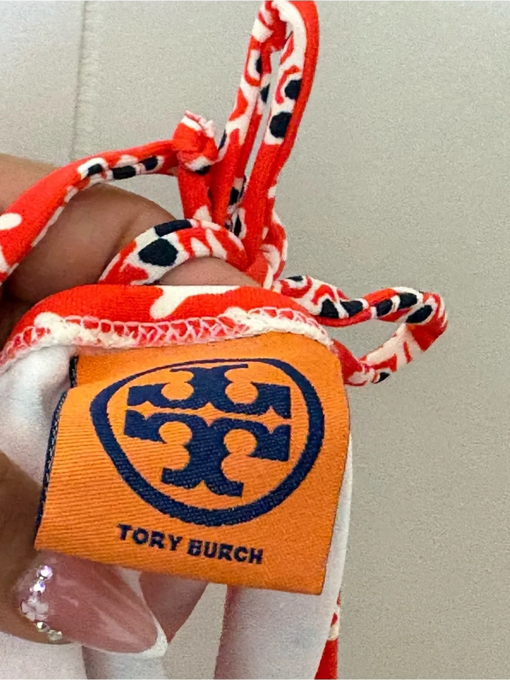 Tory Burch Hamadri Floral Halter One Piece Swimsuit Red Orange Size XL NWOT